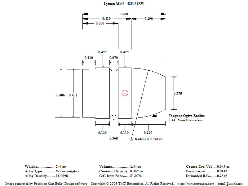 Lyman Mold 429434BW 244_gr